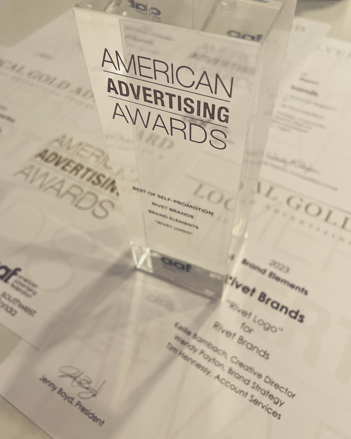 NEWS: Rivet Brands Earns American Advertising Awards “2023 Best of Self-Promotion” Honors